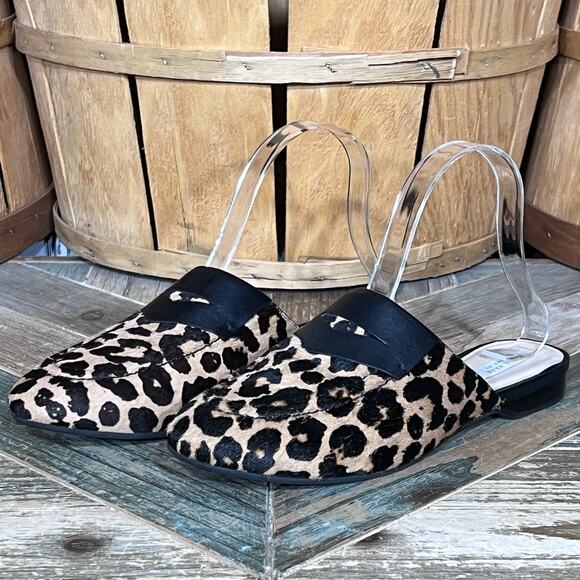 Cole Haan Evie Piper Leopard Print Calf Skin Leather Slides Mules Women Size 6.5 - Picture 3 of 11